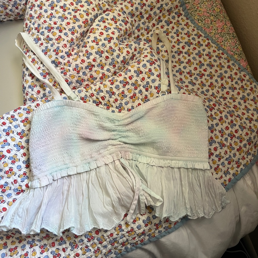 Aritzia smocked ruffle tank top